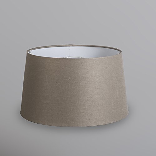 QAZQA Leinen Lampenschirm 35cm rund DS E27 leinen taupe , Rund konisch Schirm Pendelleuchte, Schirm Stehleuchte, - 3