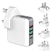 Produktbild Reiseadapter Typ C Vsllcau Internationales ladegerät Netzadapter 1 USB C + 1 QC 3.0 + 2 Smart IC Ports mit EU UK US AU Steckern 25W für Macbook / LG / HTC 10 / Samsung / iPhone