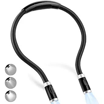 LuminoLite Rechargeable LED Book Light, Neck Hug Reading Lights for Relaxed Reading in Bed, 3 Brightness Levels, Hand- Super Flexible & Movable. Perfect for Bookworms, Kids, Reading in Car, Crafts