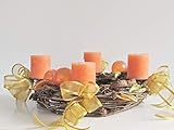  Adventskranz in Orange Sterne Engel Tannenbaum Kerzen Weihnachten Kranz Gold Advent Zitronen Kugeln Hirsche Schleifen Bänder