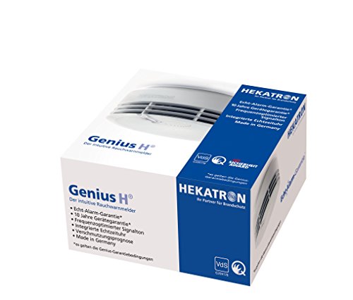Hekatron Rauchmelder Genius H / Rauchwarnmelder mit optimierter Testtaste und integrierter Batterie (10 Jahre Lebensdauer), LED des Brandmelder nachts gedimmt / weiß, 1 Stück - 6