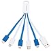 Produktbild JASTEK 5 in 1 Finger Ring Multi USB Ladekabel mit C Kabel, Mini, Micro und 8-poligen Kabeln (1 Stück Weiß mit Blau)