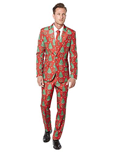 Suitmeister Trajes de Navidad - Christmas Trees - Incluyen Chaqueta, Pantalones y Corbata - EU46 / S