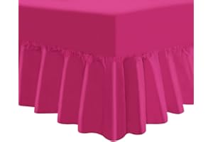 NIYS Luxury Bedding Percale Polycotton Extra Deep Frilled Valance Fitted Sheet - Lightweight, Soft (90 x 190 x 25 Box Fit x 38cm Frill) (Single, Fuchsia)