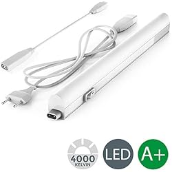 B.K.Licht réglette LED pour cuisine et atelier, platine LED 4W, longueur 313mm, branchement en série hyper simple - raccordez jusqu'à 10 réglettes, 400 Lm, lumière blanche neutre 4000K