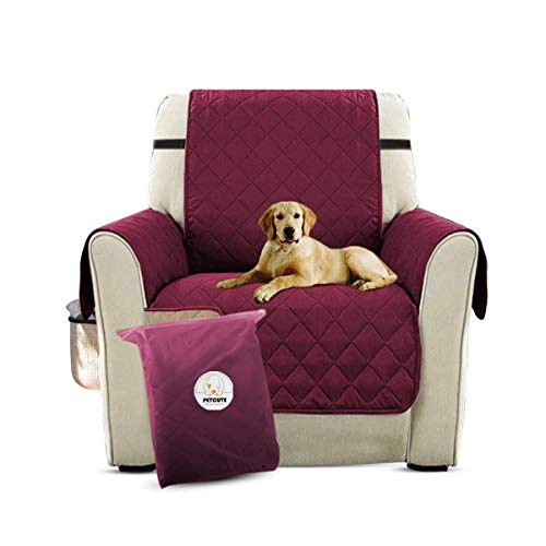 PETCUTE Lujo Cubre para Silla Fundas de Sofa Protector de sofá o sillón, Dos o Tres plazas Vino Rojo Silla