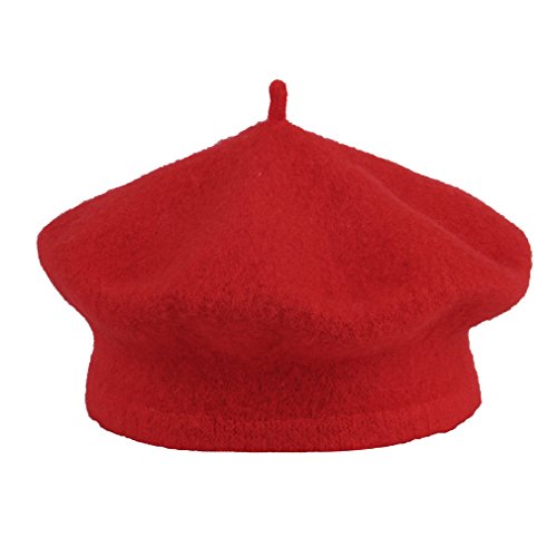 La Vogue Kids Baby Toddler Girls Solid Color Classic Beret Hat Cap Red