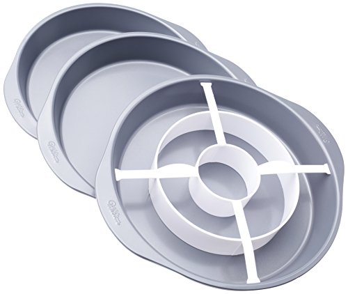 Wilton 2105-9961 Checkerboard Round Cake Set Backform, Aluminium, silber, 5 x 24 x 24 cm, 4 Einheiten