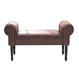 Die kleine Bank aus Microfaser wird zum Hingucker in Ihrem Zuhause, die runden Armlehnen sorgen für extra Sitzkomfort und das stabile Gestell aus Holz rundet das Design der Bank ab