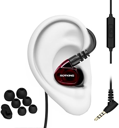 ROVKING Over Ear In Ear Noise Isolating Sweatproof Sport Headphones Earbuds Earphones with Remote and Mic Earhook Wired Stereo Workout Earpods for Running Jogging Gym for iPhone iPod Samsung Wine Red