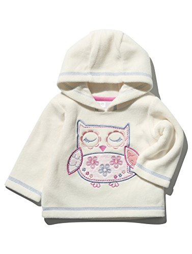 M&Co Baby Girls Long Sleeve Soft Cream Fleece Cute Owl Applique Hooded Pull Over Jumper Cream 3/6 Mnths