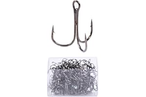 TOPHOMER Lot de 50/100 hameçons triples barbelés en acier au carbone pour brochet, sandre, perche, pêche en eau douce et salée