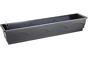 POÉTIC Emsa Blumenkasten für den Balkon, Selbstbewässerungssystem, Länge 75 cm, Anthrazit, Lago, 505103