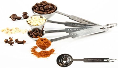 Stainless Measuring Spoons Set, for Cooking and Baking,Stackable Tablespoons,Engraved Measurement Handles, Heavy Duty, Ideal for All Ingredients, with Superman Apron Included as Gift