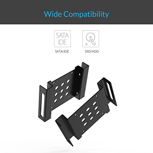 ORICO Aluminium 2,5″ / 3,5″ auf 5,25″ interner Festplattenadapter Konverter Einbaurahmen Wechselrahmen für 2,5-/3,5-Zoll SATA / IDE HDD oder SSD, für Desktop-PC Computer CD-/DVD-ROM (Schwarz) - 5