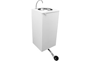 Express Water Basic Blanco, Fregadero para Lavabo, Portátil Autónomo Transportable, con Depósito de Agua, en Acero Inoxidable, con Mando por Pedal, Certificado, para Comercios y Consultorios Médicos