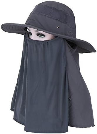 NATUREFUN Fishing Hat 360°UV Protection Sun Cap Boonie Hat, UPF 50+ Summer Men Women Removable Neck Face Cover Mask for Hiking Gardening Beach Camping Boating Outdoor Activities
