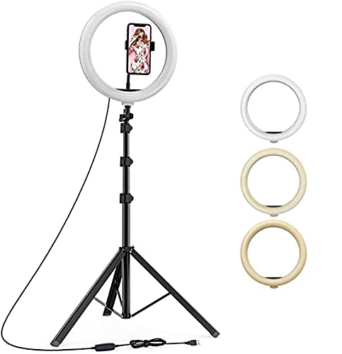 Speeqo Professional 10" inch LED Ring Light with Tripod Stand for Mobile Phones & Camera | 3 color modes Dimmable Lighting | Photo-shoot | Video shoot | Live Stream | Makeup & Vlogging | Compatible with All Mobile/Smart Phones & Cameras