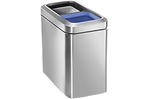 simplehuman CW1470 cubo de reciclaje estrecho abierto, acero inoxidable cepillado, 20 L (10/10)