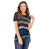 iHENGH Damen Top Bluse Bequem Lässig Mode T-Shirt Frühling Sommer Blusen Frauen Beiläufige Streifens der Twist Knot Tuniken Tops