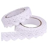 Farbe: weiß FEPITO Spitzenband Selbstklebend Spitzenband Weiß Vintage Dekoband Spitze Bänder zum Basteln Bordüre Selbstklebend Hochzeit Deko Band(Stil B - Weiß)