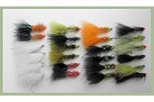 TROUTFLIES UK LURES Hothead Trout Flies, 24 Pack, Flash Damsel, Ally McCoist, Fritz & Cats. Size 10