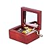 Andoer® Red Wood Musical Box Hand Crank Gold Movement Music Box with Built-in Mirror Melody Castle in the Sky