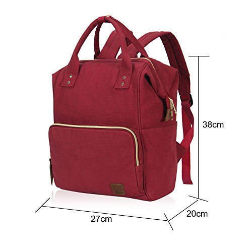 Veevan Damen Herren Retro Canvas Schule Rucksack 15,6 Laptop - 6