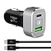 Produktbild USB Type C KFZ Ladegerät, Type C Power Delivery Autoladegrät, Qualcomm Quick Charge 3.0 KFZ Ladekabel, 2 Ports, USB C Schnellladegerät, Schnell Ladeadapter für iPhone X/8/8 Plus, Samsung u