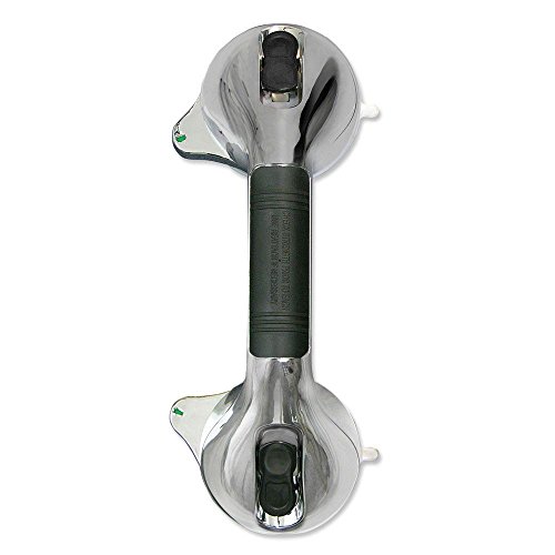 Grip Handle with Suction Cups - Safety Indicator - ABS Plastic, Chrome Colour by ET