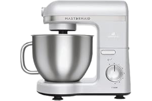 ‎KARACA Karaca Mastermaid Chef Pro Double Arm Food Processor, Glossy White, 1750W, 5L Mixer, Food Processor, Speed Setting, Dough Hook, Whisking, Kneading and Mixing