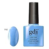 GDI Nails - F42 Wonderful Days - Mid Tone Subtle Sky Blue Shade - UV LED Soak Off Gel Nail Polish Varnish - Classic Range - 8ml