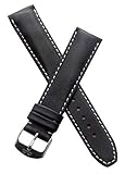20 mm Classic schwarz Kalb Leder Dornschließe Schulterriemen mit Weiß Nähten, die Passform Tag Heuer Formel 1 Uhren mit 20 mm Lug Breite wie unten aufgelistet