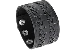 MILAKOO unisex in metallo nero borchiato con borchie punk rock motociclista cinturino largo cinturino in pelle con cinturino regolabile