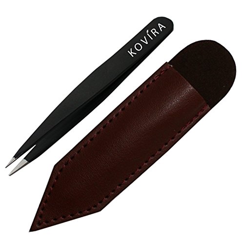 Kovira Premium Stainless Steel Precision Calibrated Tweezers - Best for Removing Eyebrow, Ingrown and Nose Hair, Splinters & More! (Pointed)