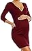 Zeta Ville - Women's Maternity Wrap Nursing V-neck Dress Pockets UK 8-20 - 236c (Crimson, 10)