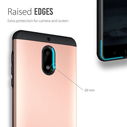Nokia 6 Funda  Caja protectora TUDIA MERGE TAREA PESADA Protecci  n EXTREME de doble capa para Nokia 6  Oro Rosa 