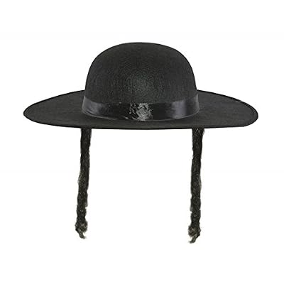 PtitC Chapeau imitation lainage Rabbi Jacob noir avec cheveux