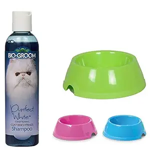 Bio-Groom - Savic Purrfect White Cat Conditioning Shampoo 236 ml and Savic Picnic Bowl Cocker 300 ml (Combo Pack)