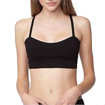 Caged Back Cut Out Padded Bra Bralette crop top (Black