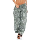 cinnamou Damen Blumenmuster Weite Bein Lange Hose Grau Damen Damen Casual Pocket Gürtel Druck Lose Lange Breite Beinhosen