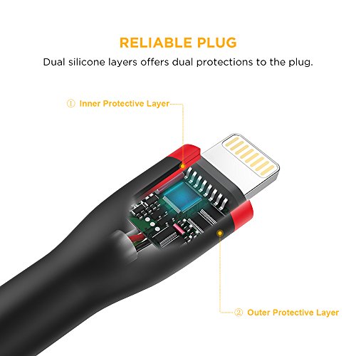 [Apple MFi Zertifiziert] EasyAcc PocketLine Lightning zu USB Kabel 15cm Lade und Datenkabel im Unibody Design für iPhone 7,7 Plus, 6s, 6s Plus, 6, 6 Plus, 5s, 5c, 5, iPad Air, Air 2, iPad Mini, Mini 2, Mini 3, iPad 4 Gen, iPod Touch 5 Gen und iPod Nano 7 Gen, Schwarz - 6