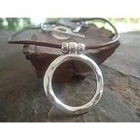 ✿ GEHÄMMERTER RING & LEDER ✿ braune Lederkette