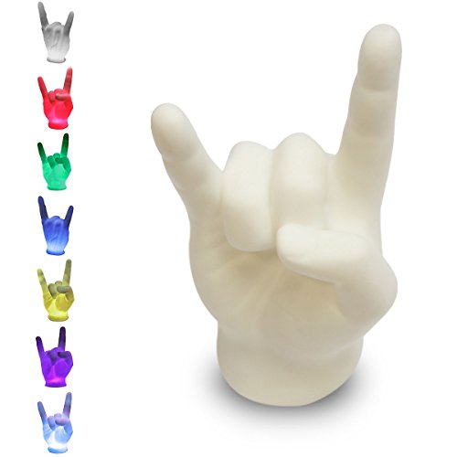 Akku LED Rock-Faust Metal Hand Punk Rock Hand mano cornuto – Pommesgabel Devils Horns ca 31 (B) x 24 (T) x 52 (H) cm - 2