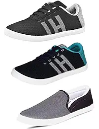 Tempo Men's Combo Pack of 2 Sneakers Shoes & 1 Loafers Shoes(BREEZA Gry/BREEZAGRN/DS-4)