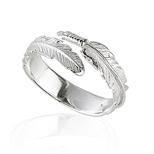 Solid 925 Sterling Silver Angel Wing Feather Adjustable Ring Size L-R Gift Boxed