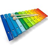 LISA & MAX Spielzeug Xylophon für Kinder aus Holz mit 12 Tönen - UNGESTIMMT - Wunderschönes Glockenspiel mit farbigen Klangplatten - Schult Motorik und begeistert fürs Musizieren - Holzspielzeug