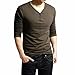 Produktbild Herren Tops Internet V-Ausschnitt Langarm Solid Casual Langarm Knopf Tops Bluse T-Shirt (L, kaffee)