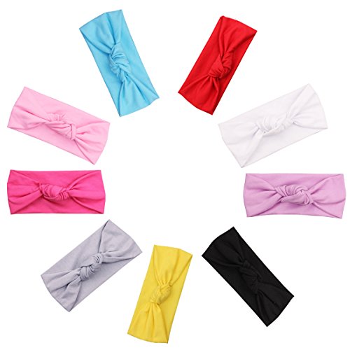 iEFiEL 9 Stück Süßes Baby Mädchen Kinder Prinzessin Stretch Hasenohren Stirnbänder Haarbänder Kopftuch - 2