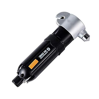 KJLM Escape d'urgence Voiture Auto Marteau Cutter Ceinture de sécurité Coupe-vitre Voiture briser Outil d'évacuation d'urgence (6-in-1 Tool)
